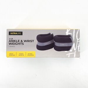 Ultra Life Ankle Wrist Weights 2 lb Set Black Home Workout Muscle Building NEW